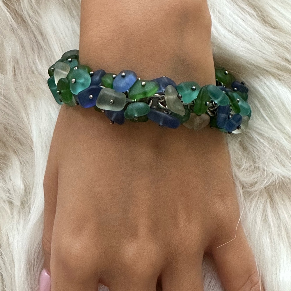 sterling silver Coastal Green & Blue Sea d Bracelet - Women Jewelry - Picture 8 of 12